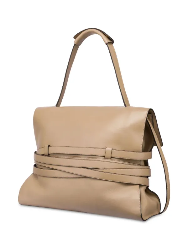【関税&送料込み】Moschino Tie Me Leather Tote Bag Moschino Tie Me Tote Bag | Neutrals | FARFETCH