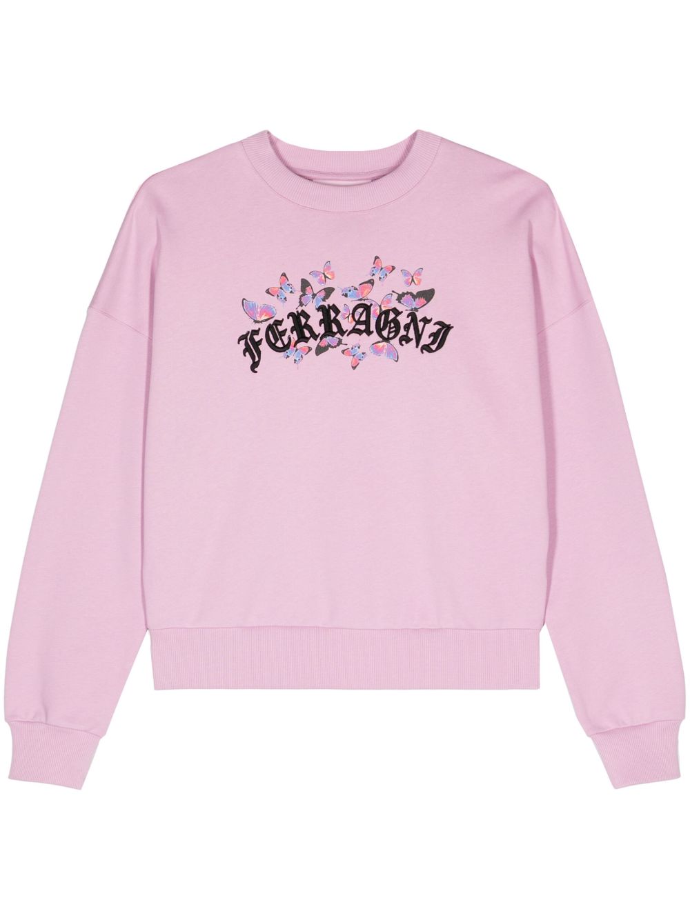 Chiara Ferragni logo-embroidered butterfly-print sweatshirt - Purple