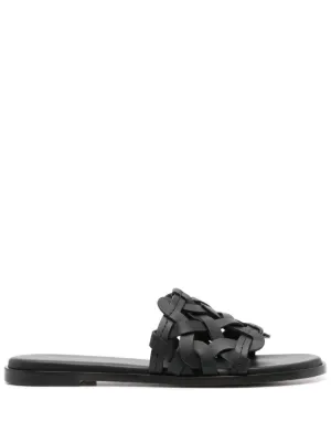 Alexander McQueen Buckle Leather Sandals | Black | FARFETCH