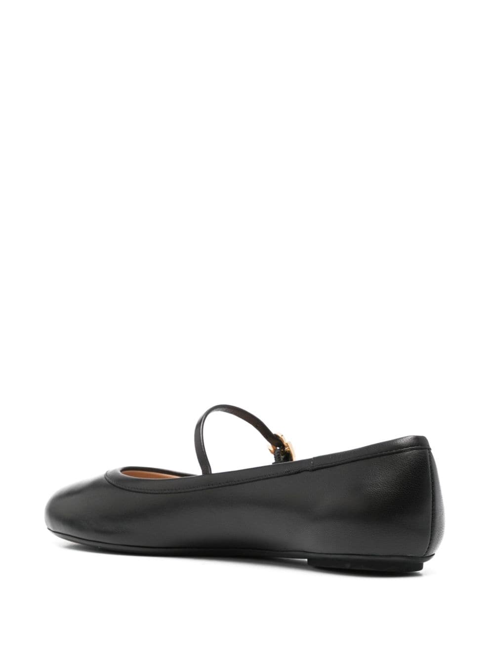 Shop Gianvito Rossi Mary Jane Leather Ballerinas In Black