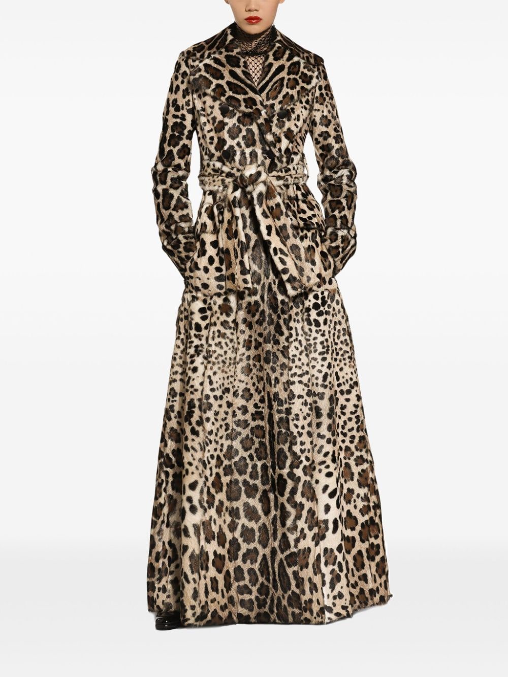 Shop Dolce & Gabbana Leopard-print Trench Coat In Neutrals