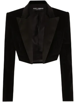 ジャケット DOLCE  GABBANA Women Outer F296YT FU21E 0000 Black Wool gabardine Spencer tuxedo jacket in Black for Women