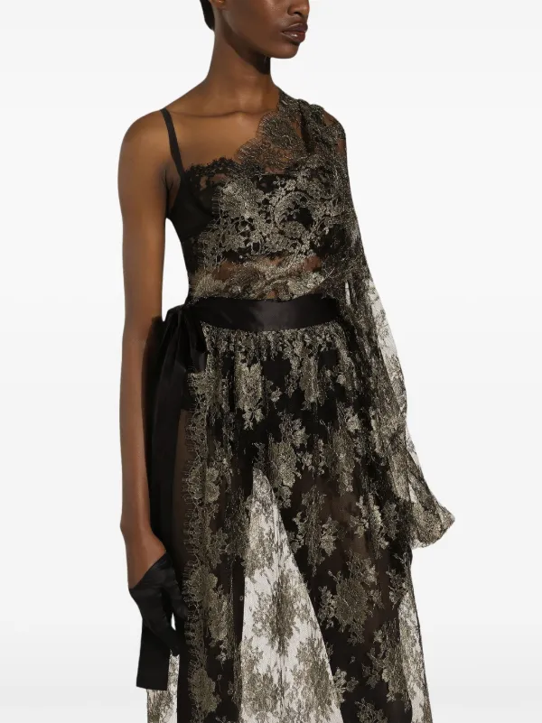 knee length dresses for ladies Dolce Gabbana Gold Lace Dress main image 1
