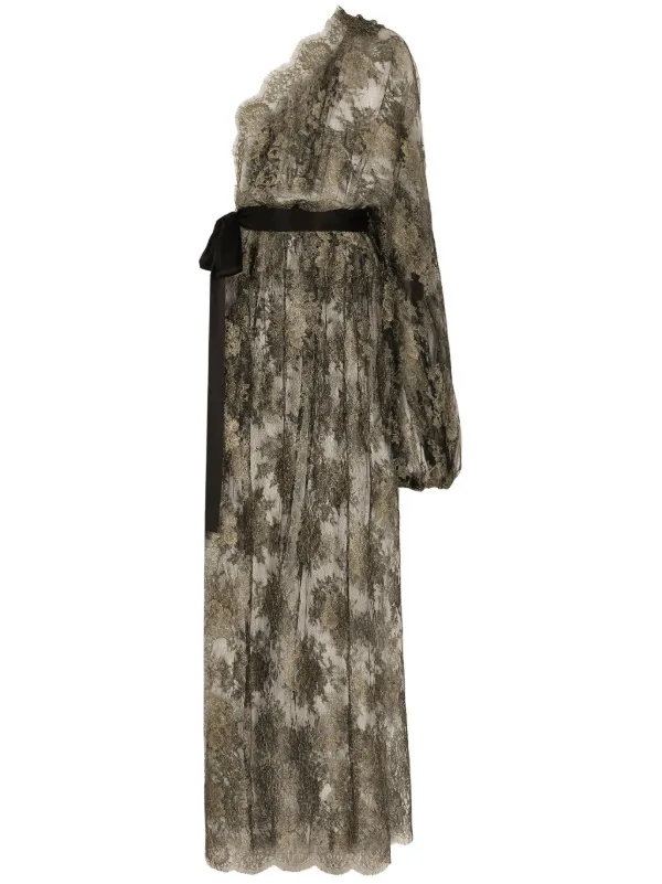 Dolce & Gabbana semi-sheer Lace Gown | Gold | FARFETCH