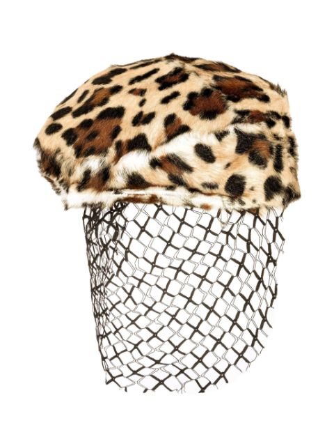 Dolce & Gabbana leopard-print veil hat Women