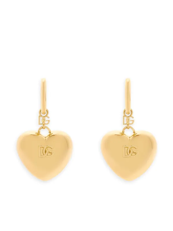 Dolce Gabbana DG Heart Dangle Earrings Gold FARFETCH IN