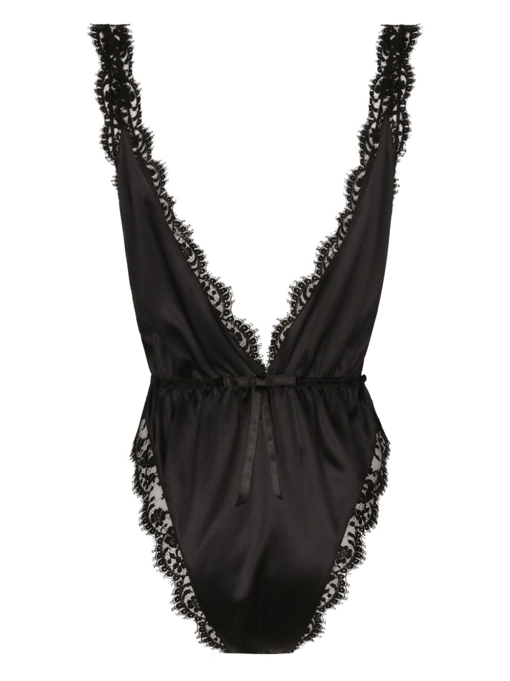 Dolce & Gabbana lace-edge satin bodysuit - Black