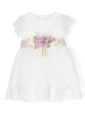 Siola floral-appliqué tulle dress - White