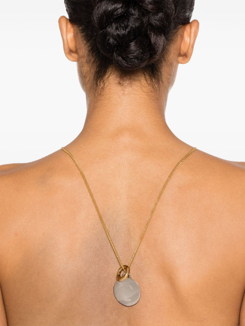 Shop Jil Sander Logo-pendant Necklace In Gold