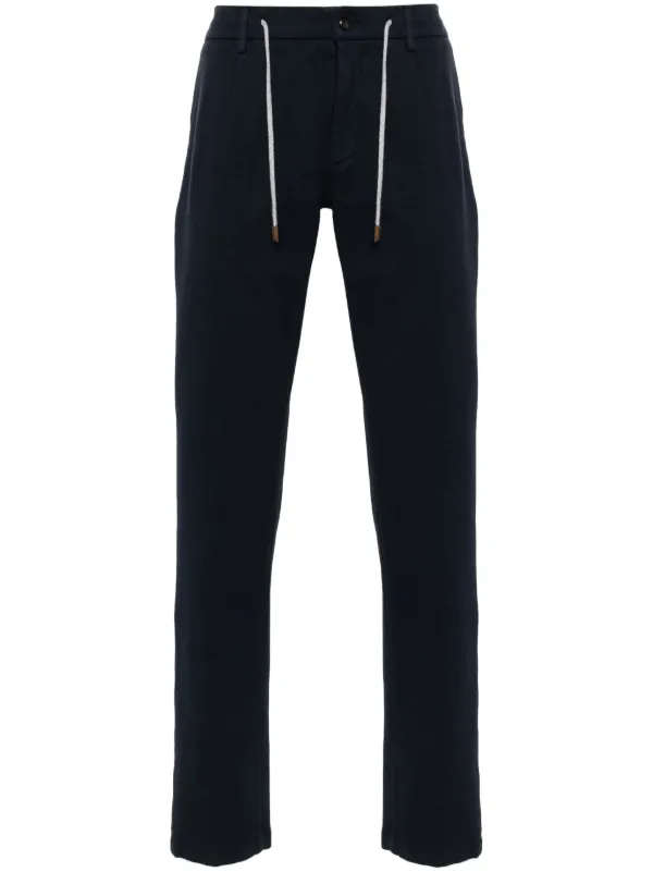 Eleventy Pleated Tapered Trousers in Blue