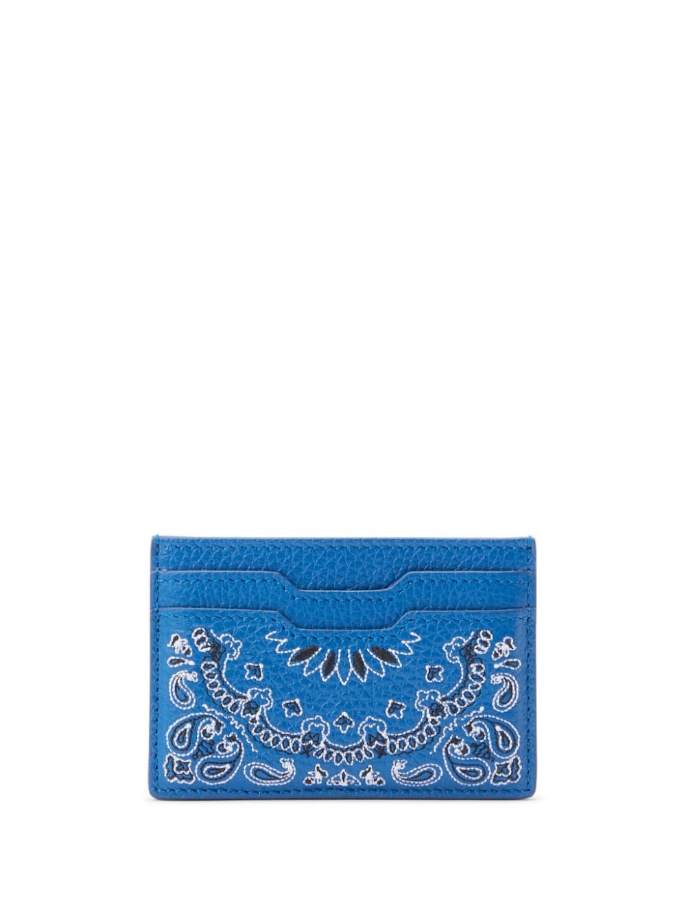 Shop Amiri Embroidered Bandana-motif Cardholder In Blue