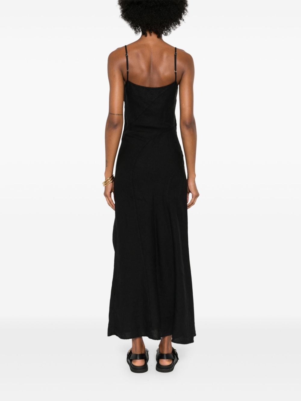 Shop 120% Lino Linen Maxi Dress In Black