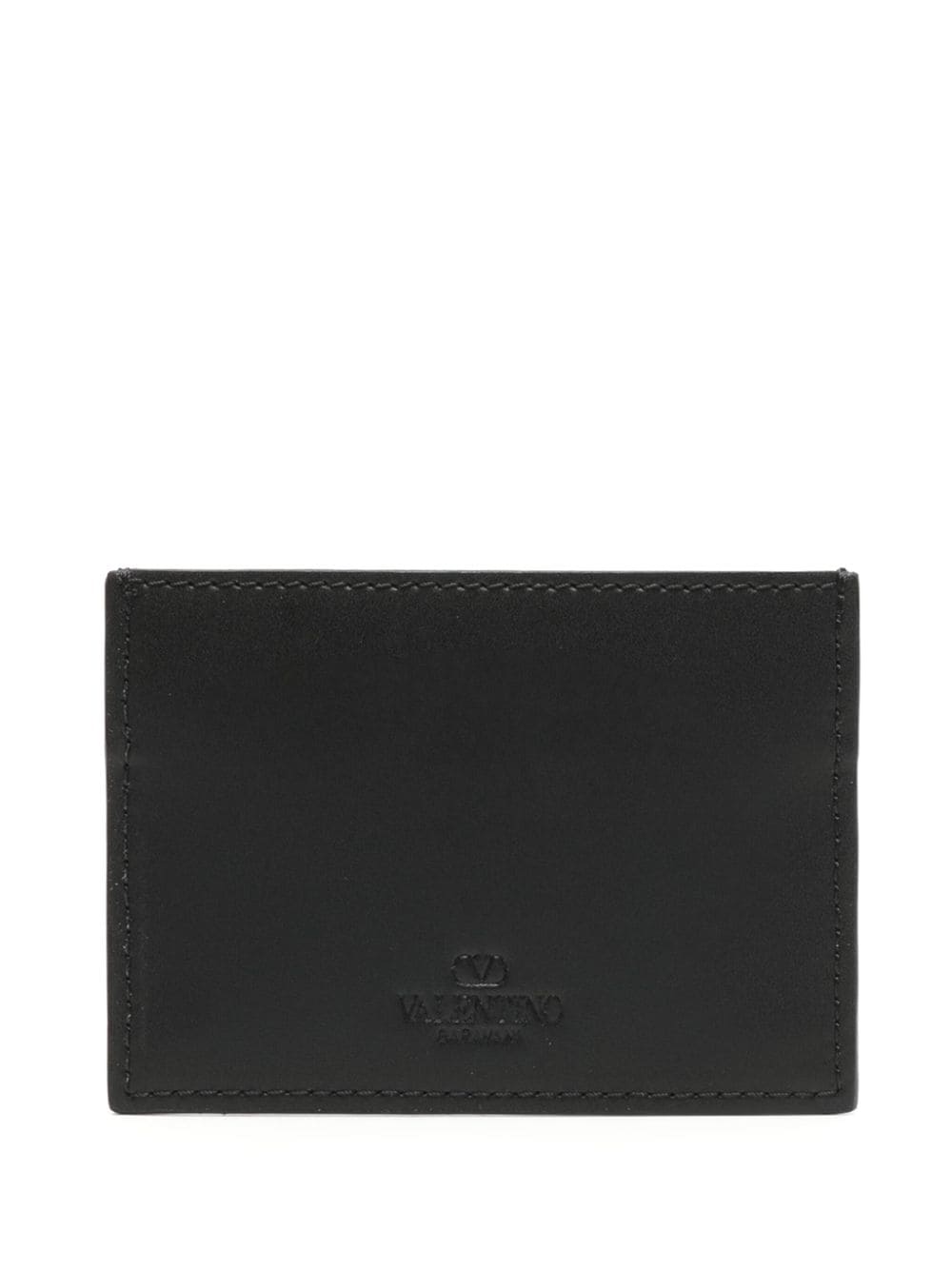 Valentino Garavani VLTN-print leather card holder - Zwart