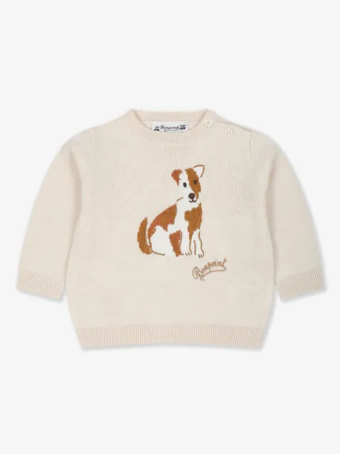 Bonpoint suéter tejido en intarsia con logo bordado