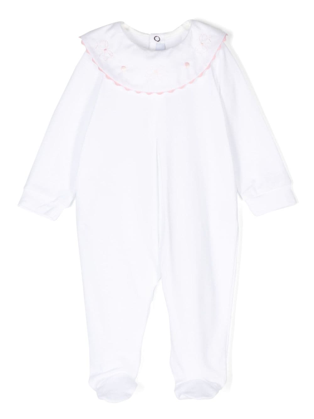Siola Pyjama met geborduurde kraag Wit