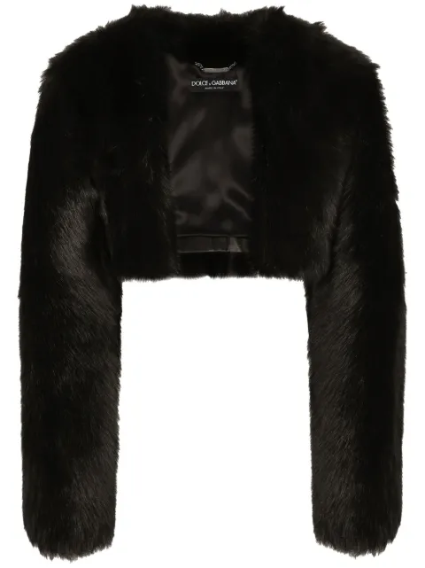 Dolce & Gabbana Jaqueta cropped com pelos