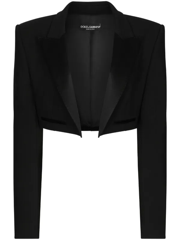 ジャケット Dolce&Gabbana Cropped Double-Breasted Black Jacket Double-breasted cropped blazer in black - Dolce Gabbana