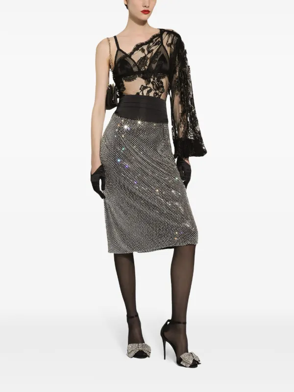 Dolce Gabbana crystal-embellished Skirt Silver FARFETCH IN