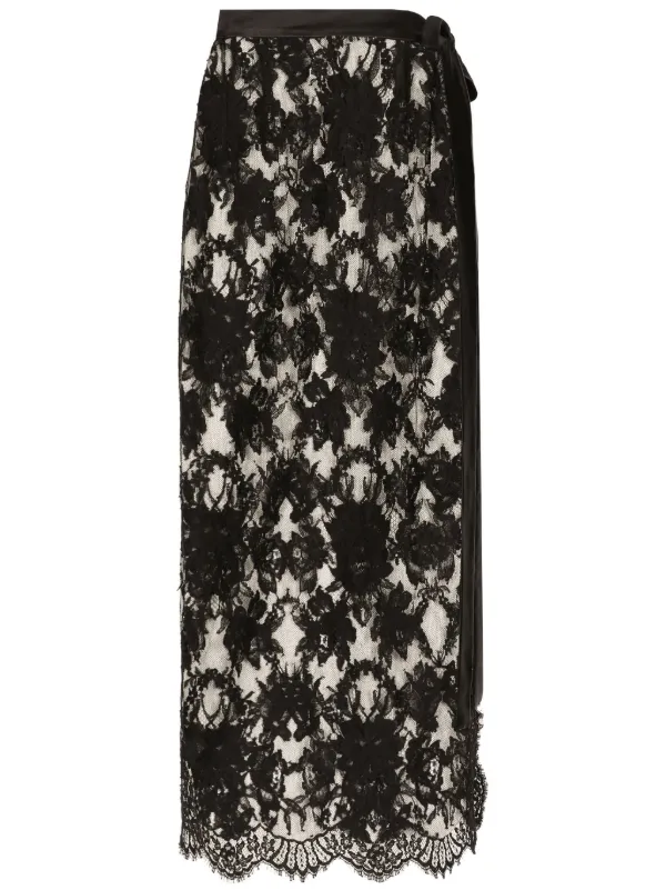 【関税&送料込】Dolce & Gabbana Chantilly Lace Skirt Long chantilly lace skirt in Black for Women | Dolce&Gabbana® US