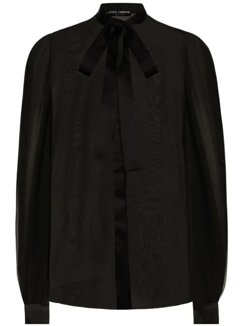 Dolce & Gabbana camisa de seda con moño en el cuello