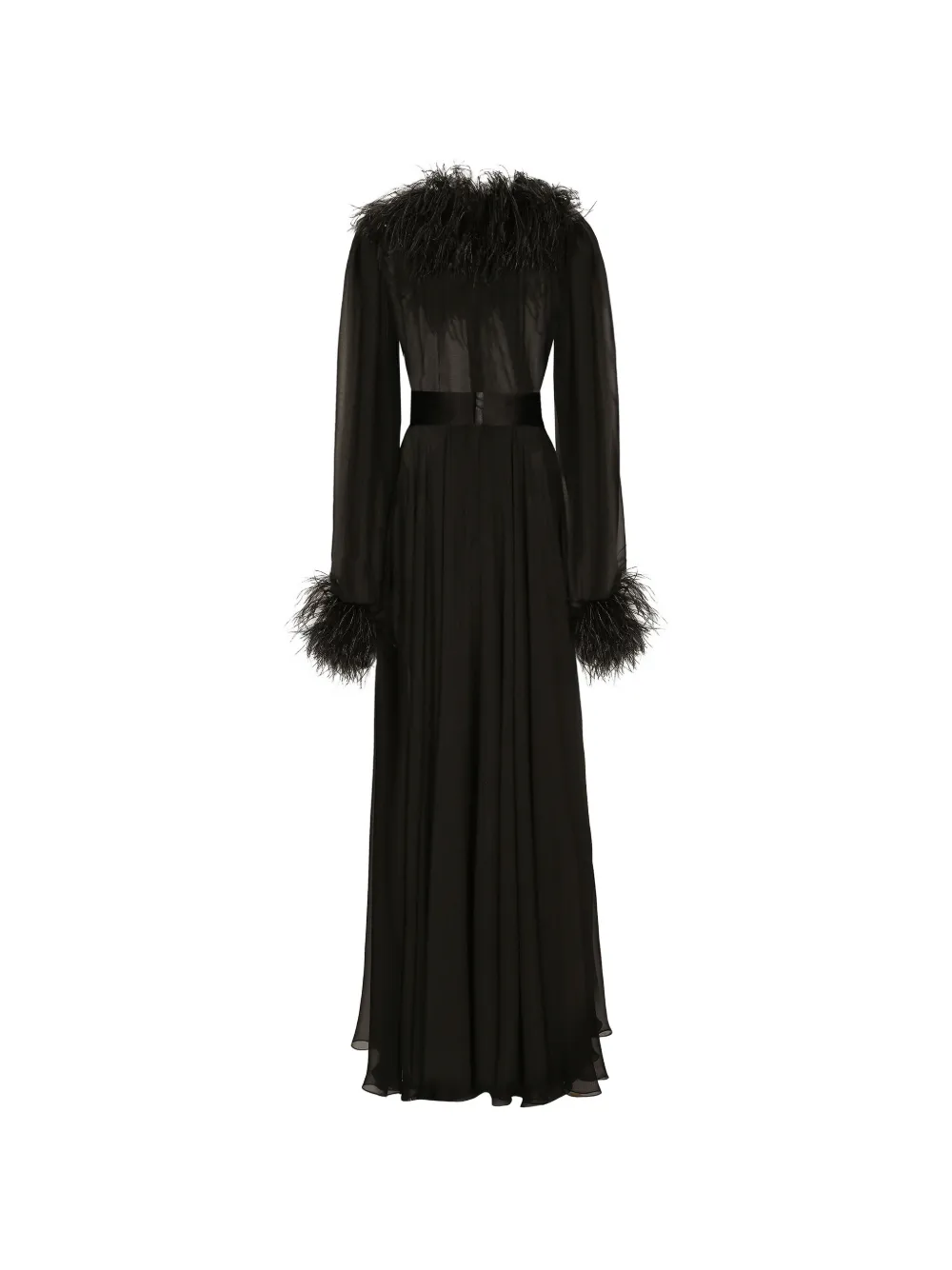 Dolce & Gabbana Maxi-jurk met veren Zwart