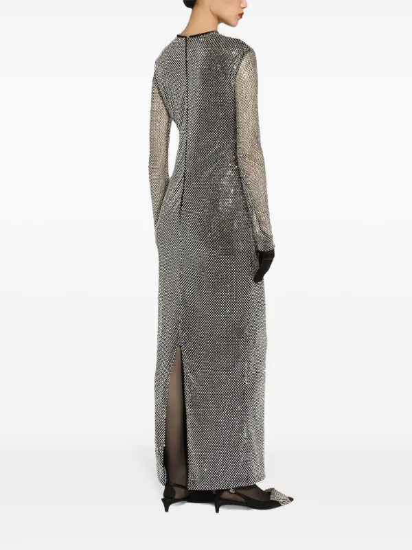 Dolce & Gabbana Long Crystal Mesh Dress - Woman Dresses Silver 40 Dolce & Gabbana Long Crystal Mesh Dress - Woman Dresses Silver 40