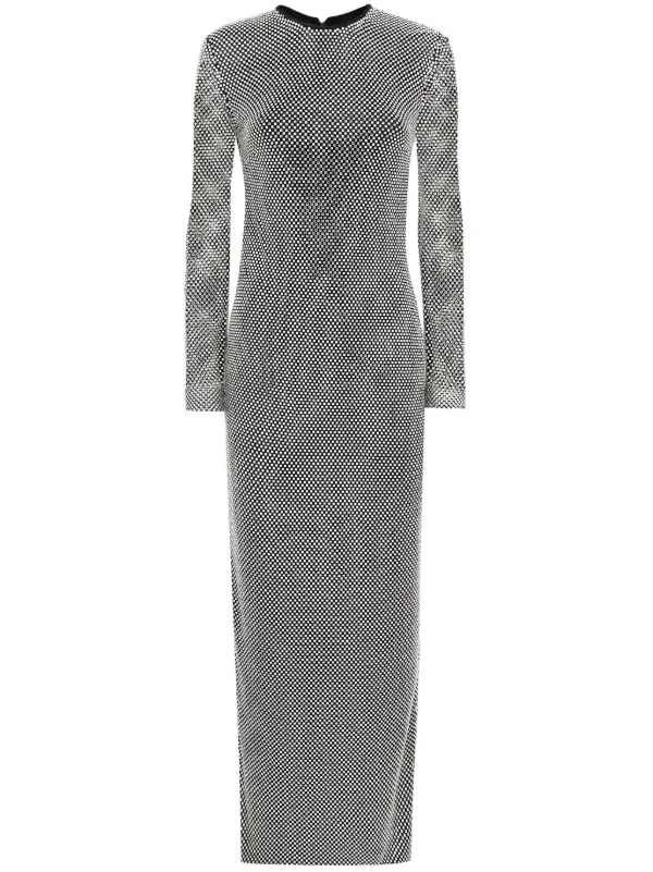 silver embellished midi dress Elle Rhinestone Bead and Feather Embellished Midi Dress 8 / Silver