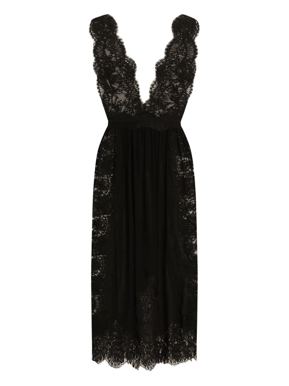 Dolce & Gabbana Plunge-neckline Midi Dress In Black