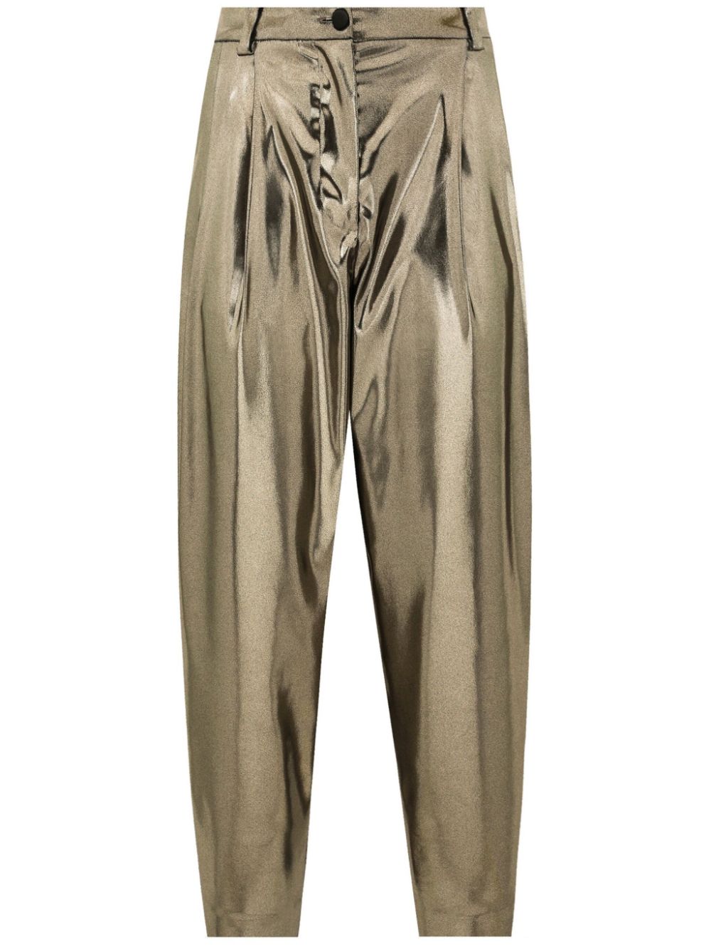 Shop Dolce & Gabbana Foil Tapered Trousers In Gold