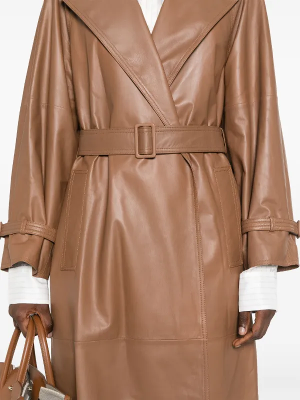 Max Mara Ande Leather Trench Coat | Brown | FARFETCH JO