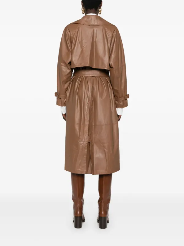 Max Mara Ande Leather Trench Coat | Brown | FARFETCH JO