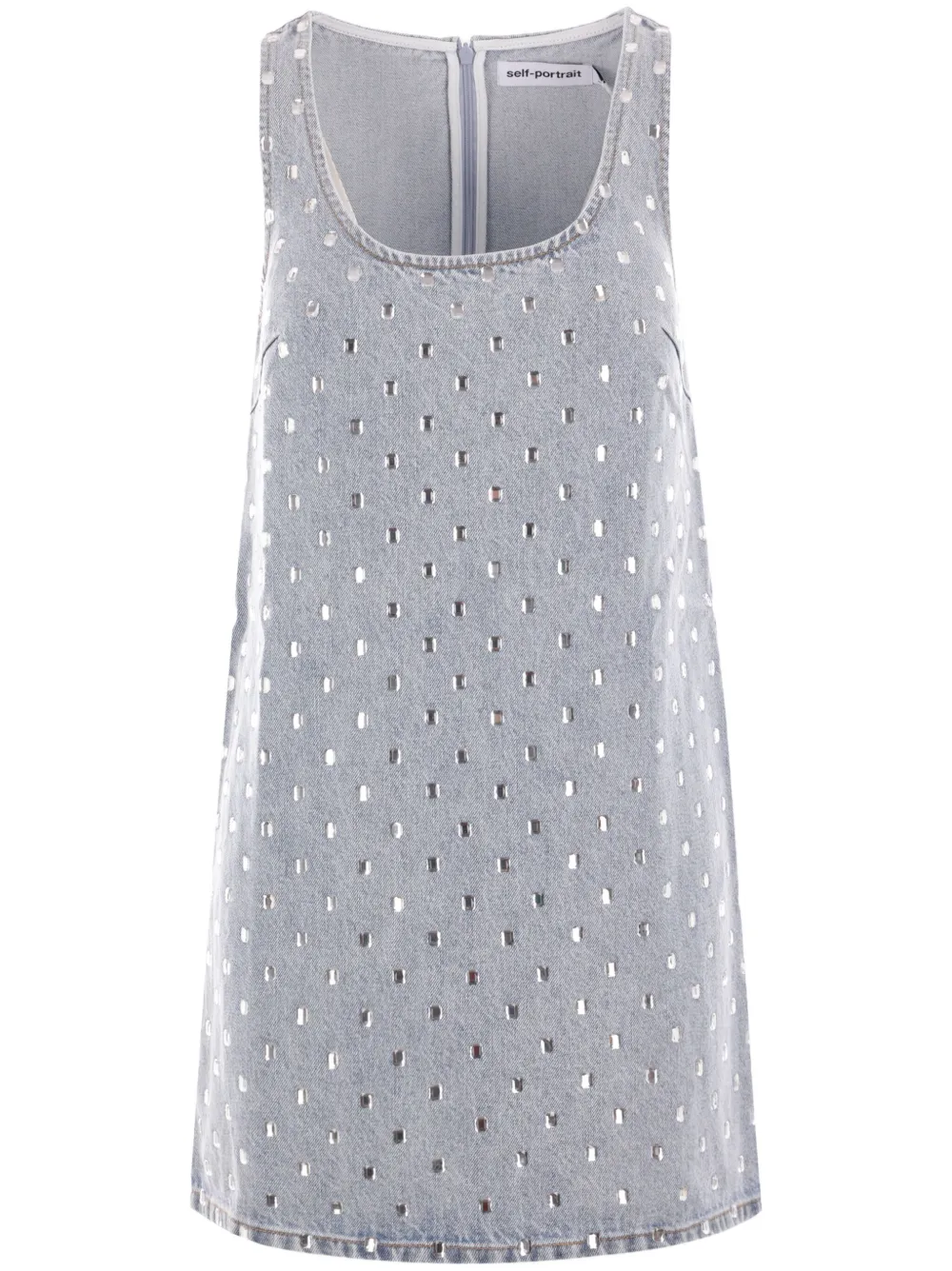 Shop Self-portrait Denim Dress In Blue