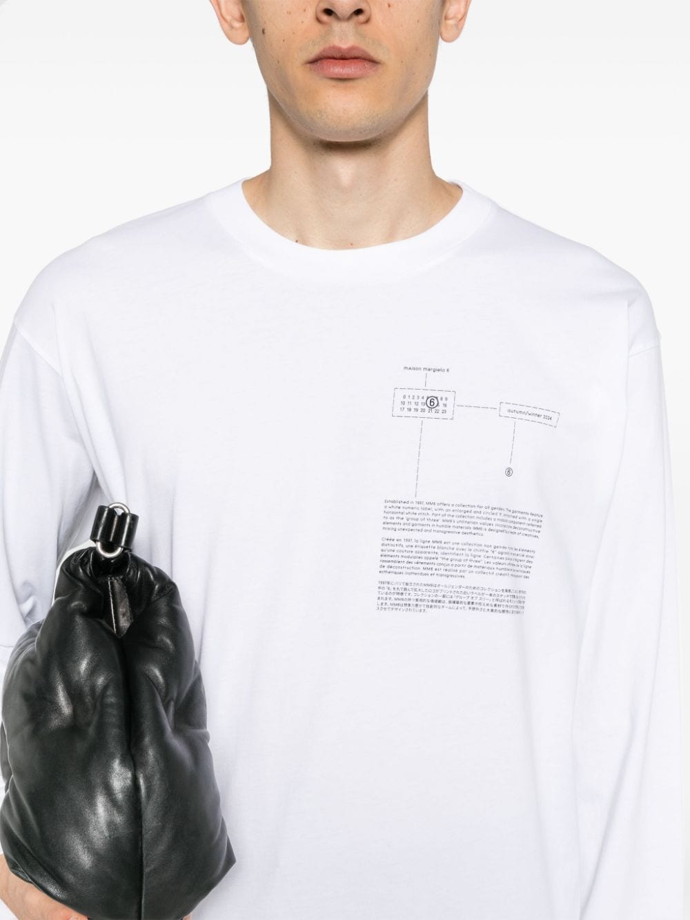 Shop Mm6 Maison Margiela Numbers-motif Cotton T-shirt In Weiss