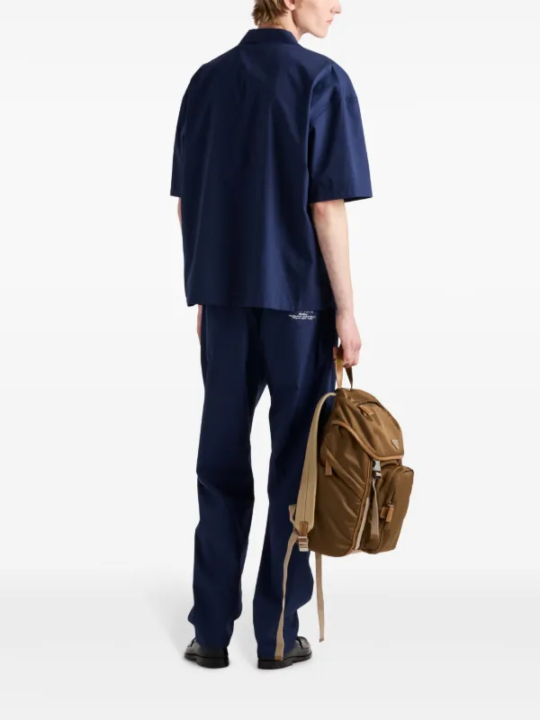 Prada short-sleeved Zip Shirt | Blue | FARFETCH