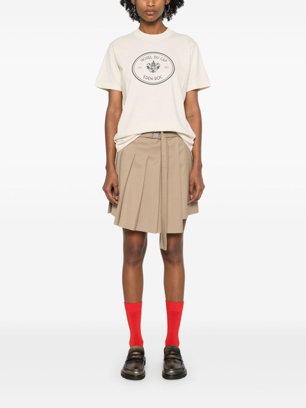 Shop Sporty And Rich Eden Crest Kennedy T-shirt In Neutrals