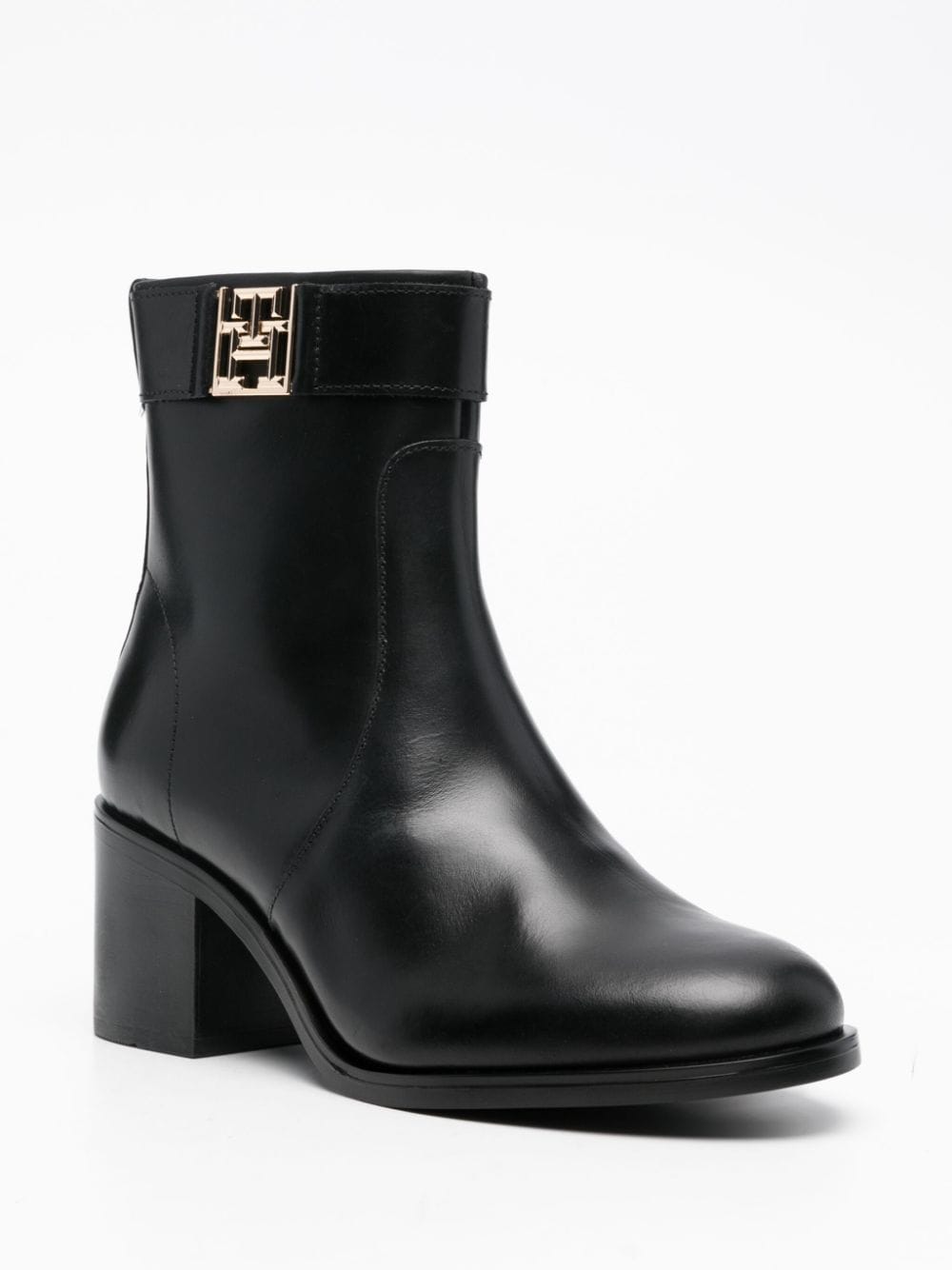 Shop Tommy Hilfiger 65mm Logo-plaque Boots In Black