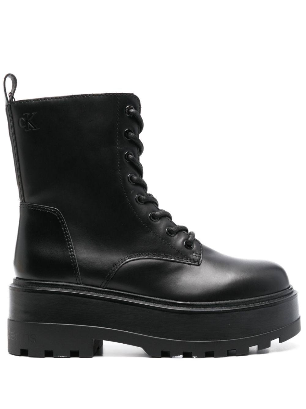 Calvin Klein Jeans leather platform boots Black