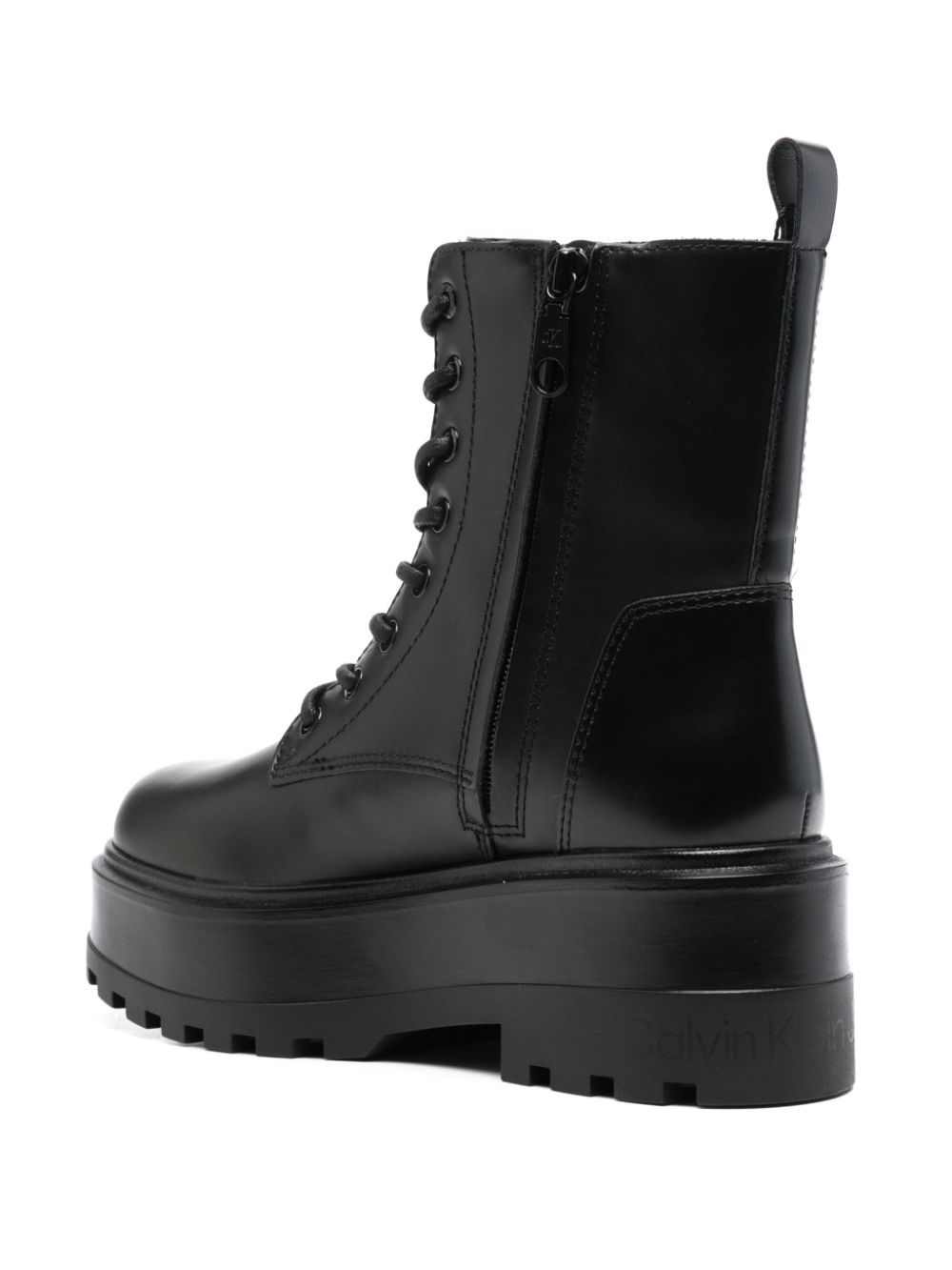 Calvin Klein Jeans leather platform boots Black