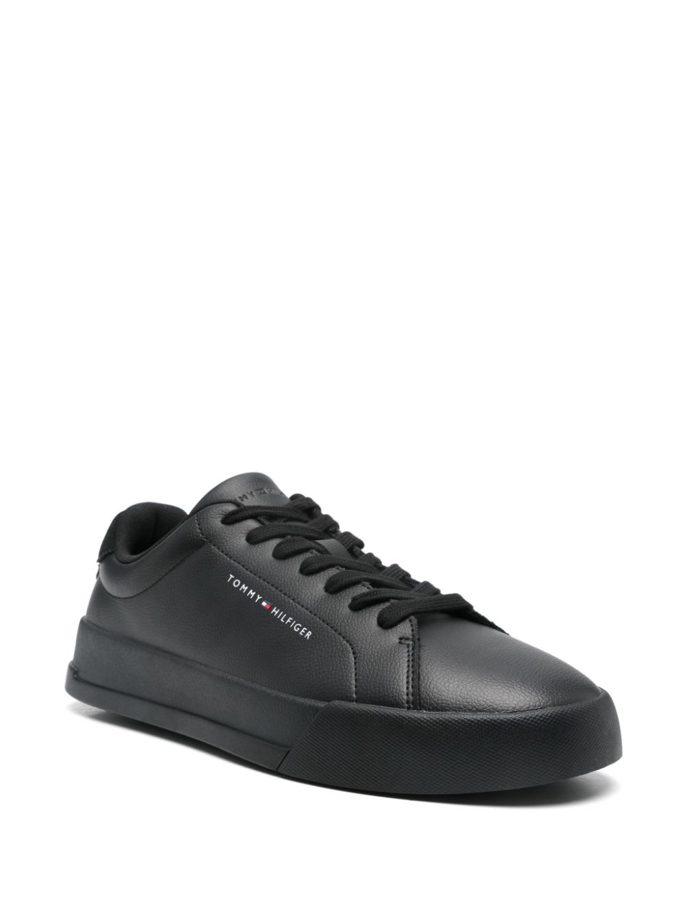 Tommy Hilfiger logo-print court sneakers - Zwart