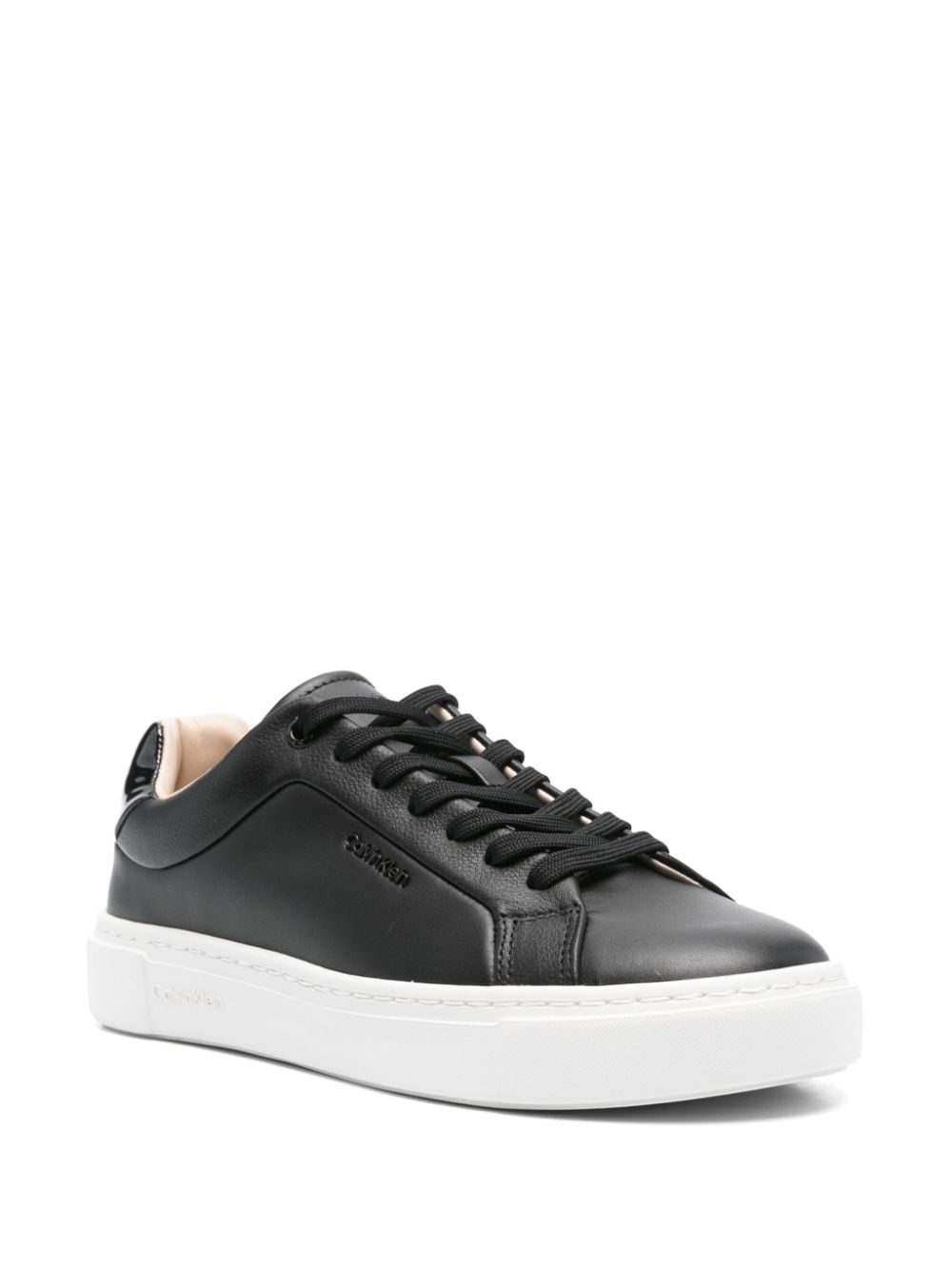 Calvin Klein lace-up leather sneakers - Zwart