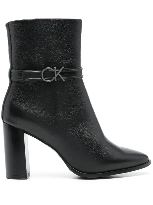 Calvin Klein 80mm Leather Boots in Black