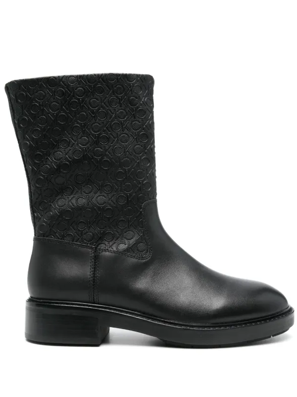 Calvin Klein Logo-embossed Boots in Black
