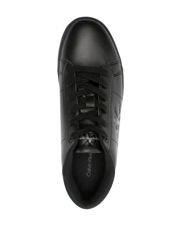 C R N ❤︎ Calvin Klein Jeans debossed-logo Leather Sneakers | Black