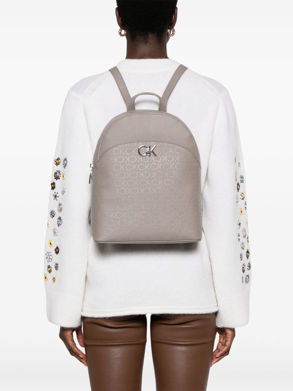 Calvin Klein monogram-debossed backpack - Neutrals