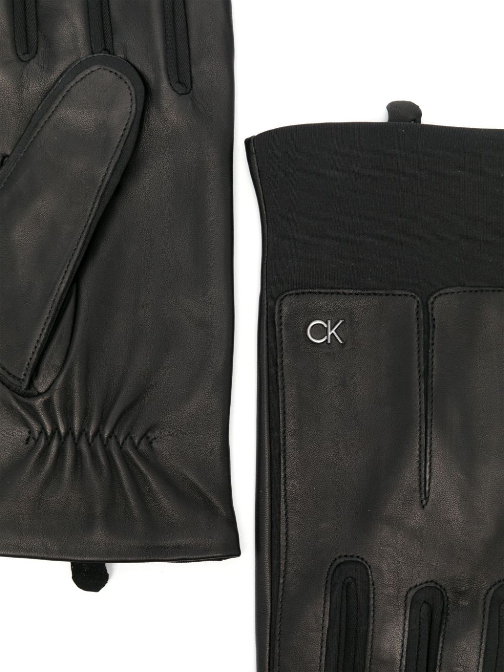 Calvin Klein Leather gloves - Zwart