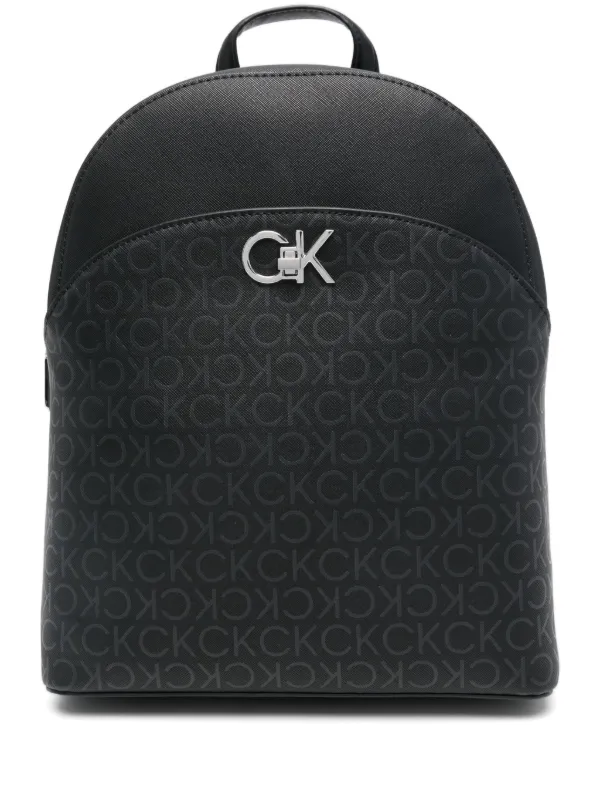 Calvin Klein logo plaque Backpack Black FARFETCH AO