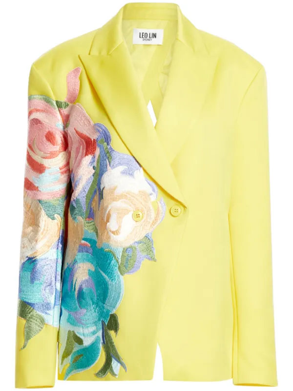 Leo Lin Jocelyn Embroidered Floral Blazer Yellow FARFETCH PH