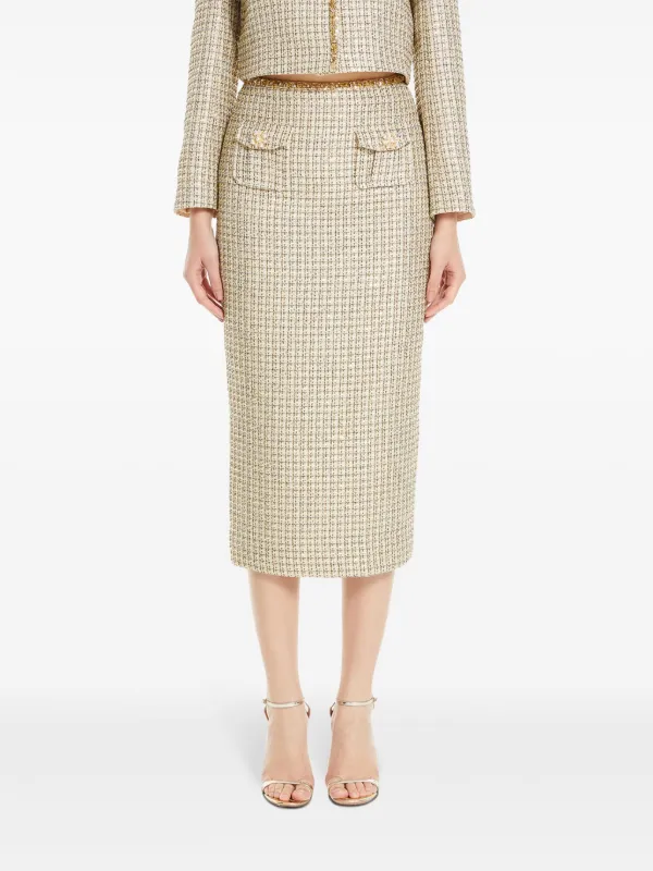 スカート Self-Portrait Skirt Self-Portrait Bouclé Midi Skirt | Gold | FARFETCH