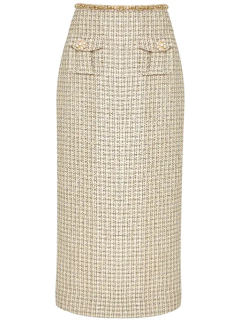 Self-Portrait bouclé midi skirt