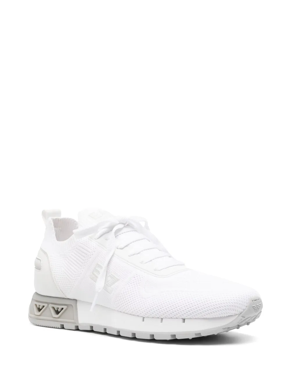 Ea7 Emporio Armani Gebreide sneakers met logopatch - Wit